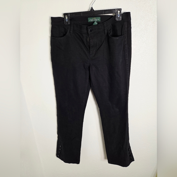 Lauren Ralph Lauren Denim - Lauren Ralph Lauren Black Jeans with 4-Buttons on Bottom Sides of Legs, Size 12